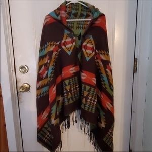 Ladies Western hooded poncho